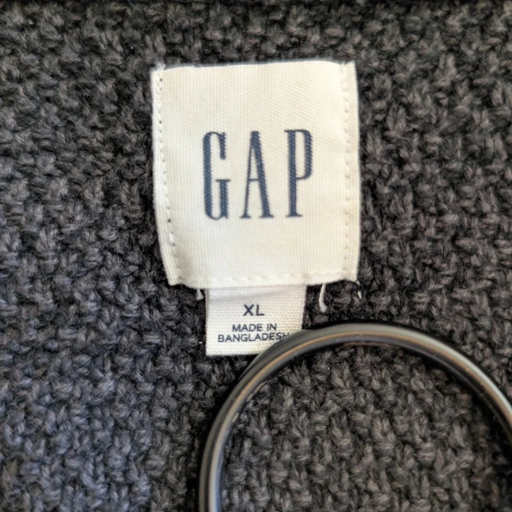 GAP Men XL 100% Cotton Cardigan Sweater Gray Grandpa Cottage Cabin Preppy Grunge - Picture 6 of 7